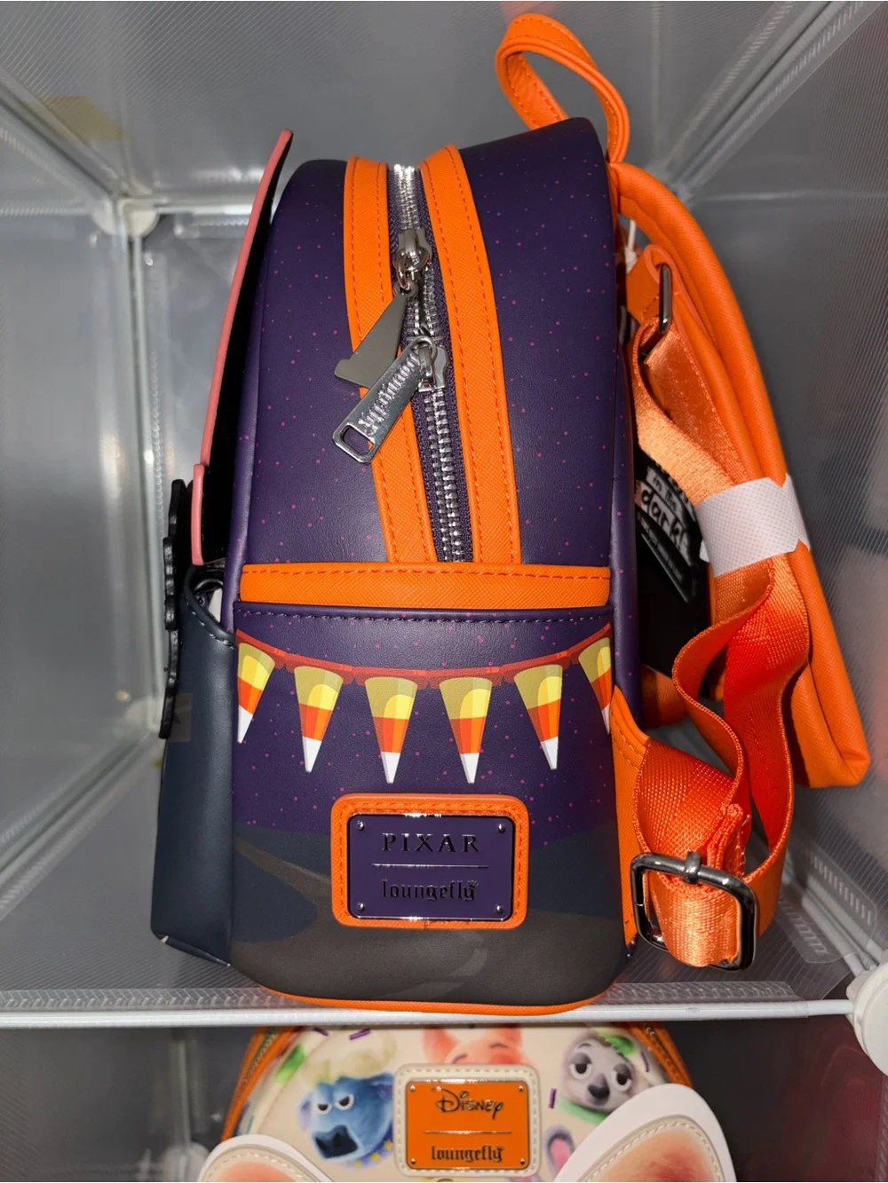 Loungefly Halloween Cars Cone Backpack in Orange & Purple